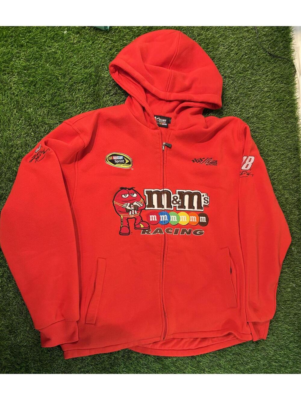RARE Kyle Busch NASCAR Chase Authentics M&M’s Hoodie Zip Up Lined Sweatshirt XXL